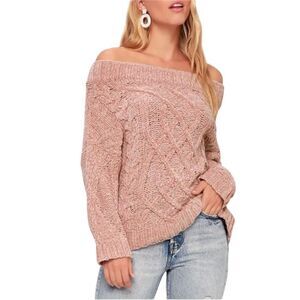 Lulus Chenille Pink Knit Sweater Sz M